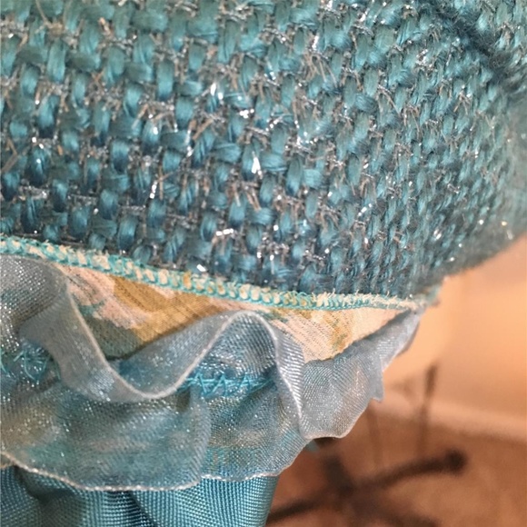 Aqua Blue & Silver Ruffle Trimmed Jacket - Picture 7 of 8